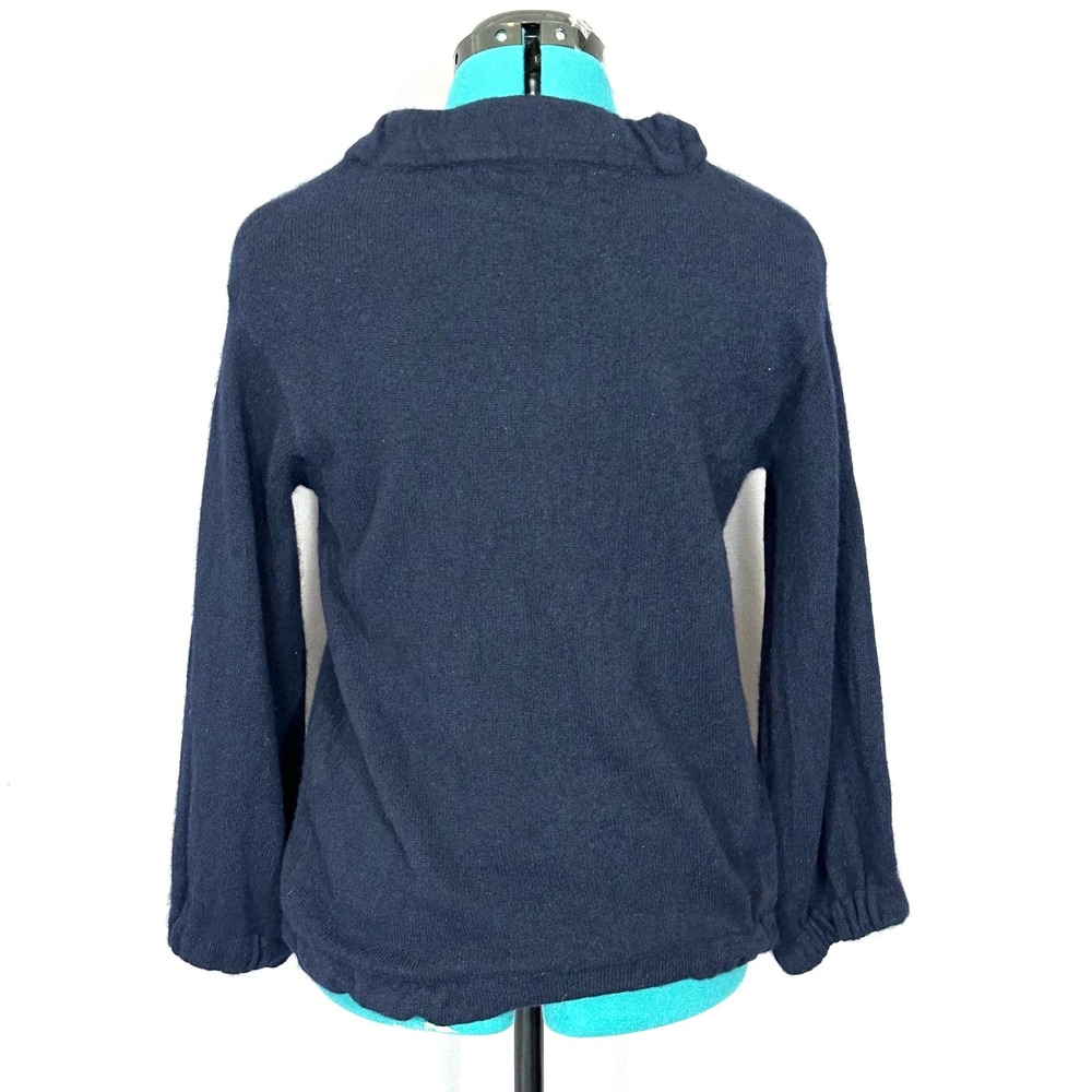 Vince Navy Blue 100% Cashmere Funnel Neck Balloon Sleeve Sweater Womens Size M